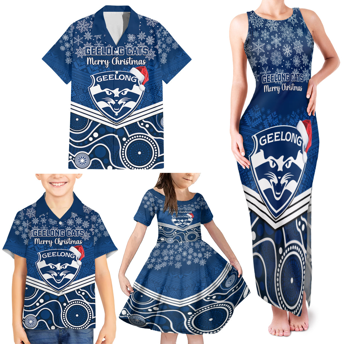 custom-geelong-football-christmas-family-matching-tank-maxi-dress-and-hawaiian-shirt-merry-xmas-2023-mix-aboriginal-art