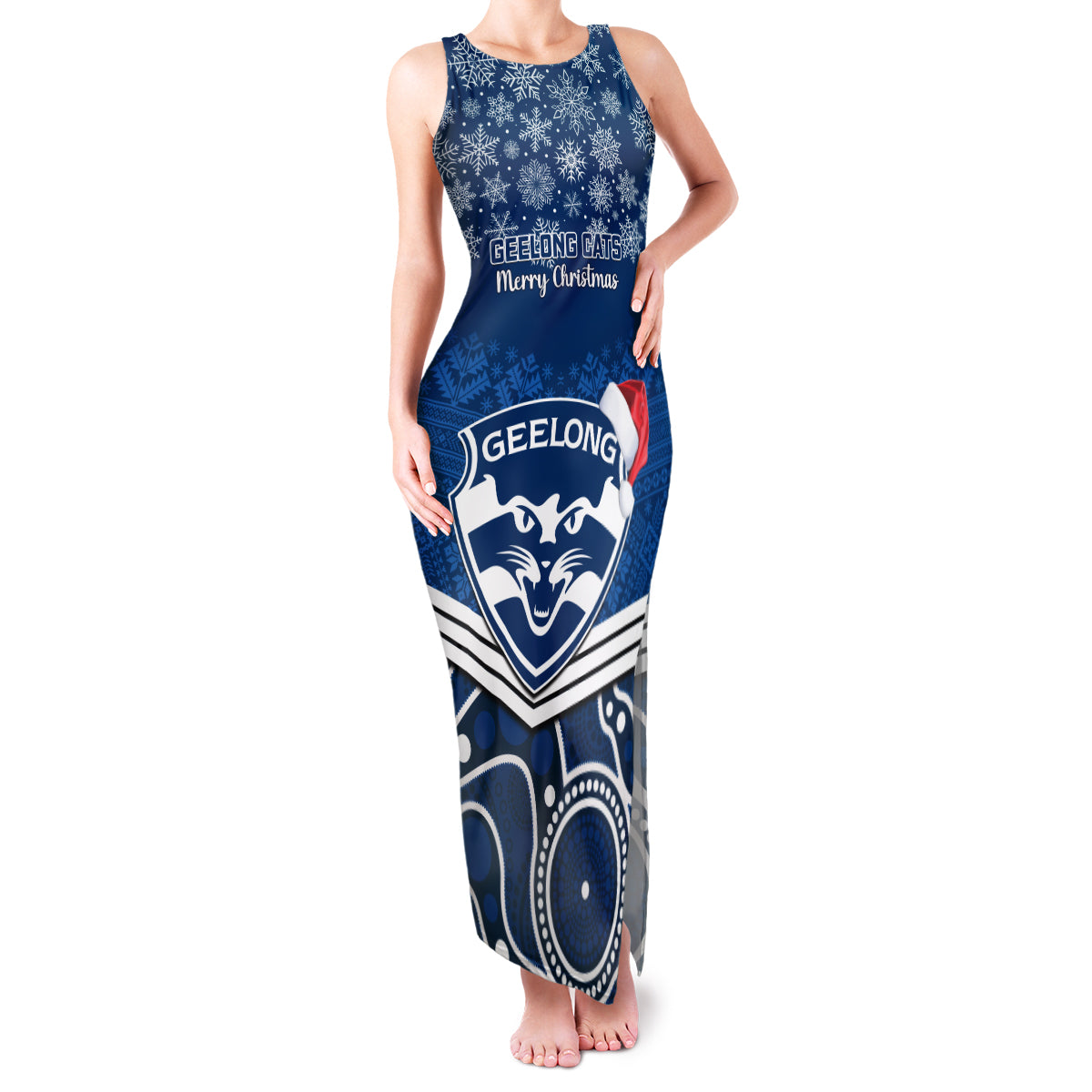 custom-geelong-football-christmas-family-matching-tank-maxi-dress-and-hawaiian-shirt-merry-xmas-2023-mix-aboriginal-art