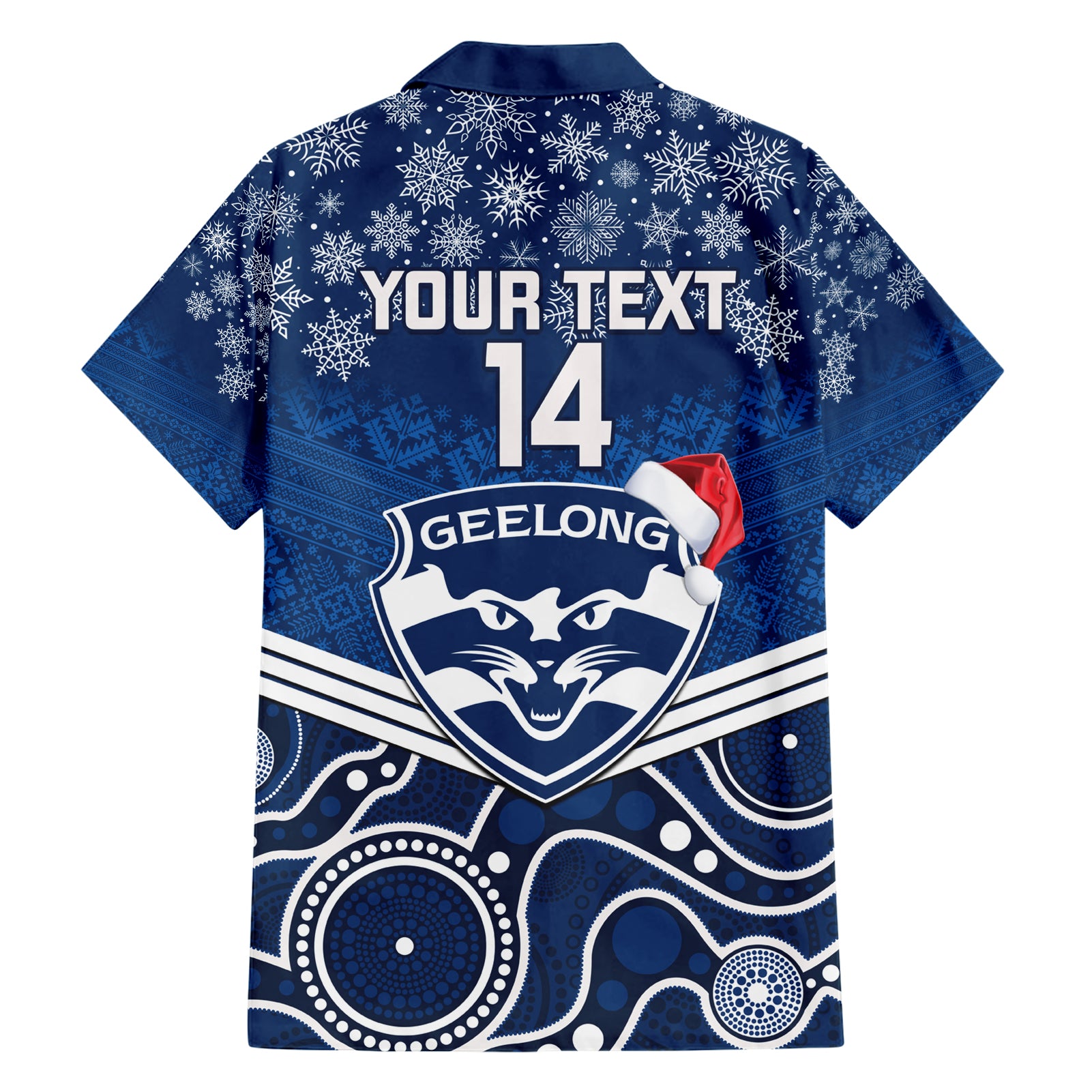 Custom Geelong Football Christmas Hawaiian Shirt Merry Xmas 2023 Mix Aboriginal Art - Vibe Hoodie Shop