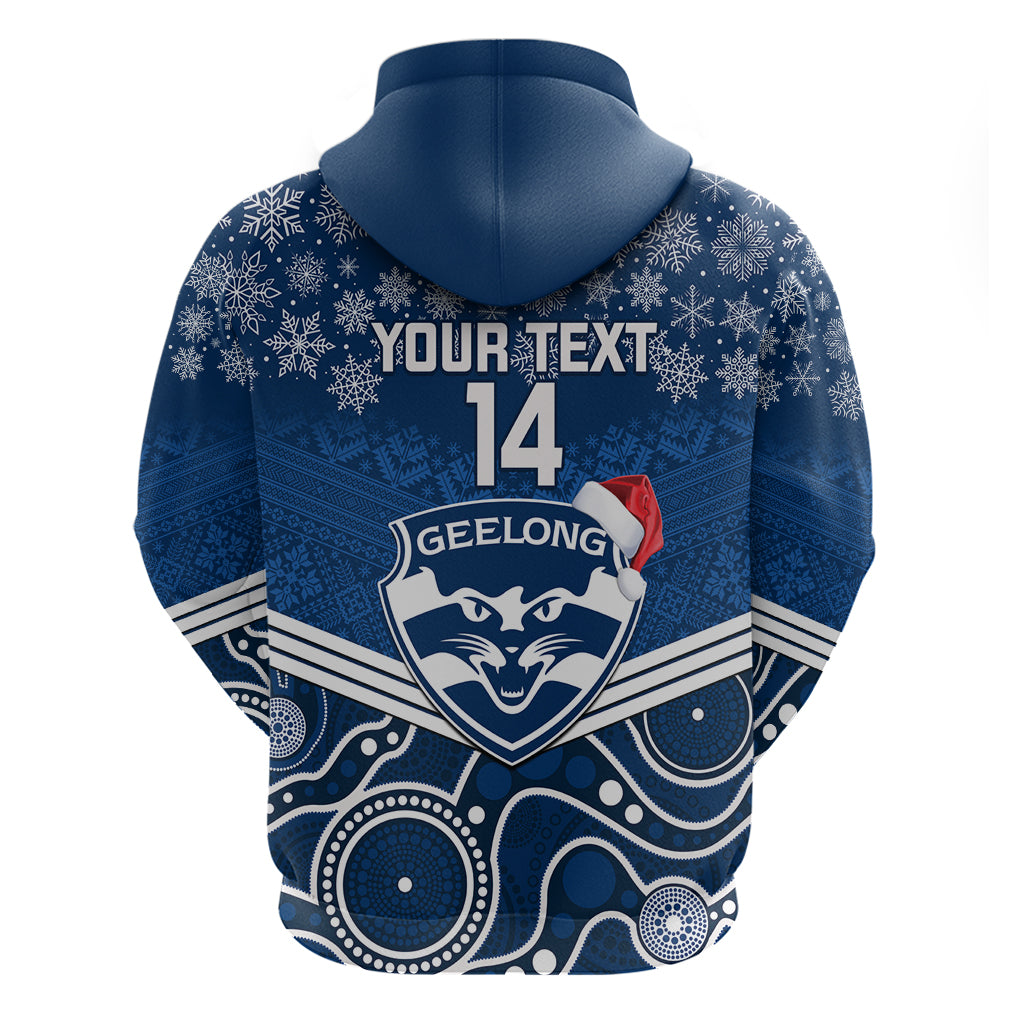 Custom Geelong Football Christmas Hoodie Merry Xmas 2023 Mix Aboriginal Art - Vibe Hoodie Shop