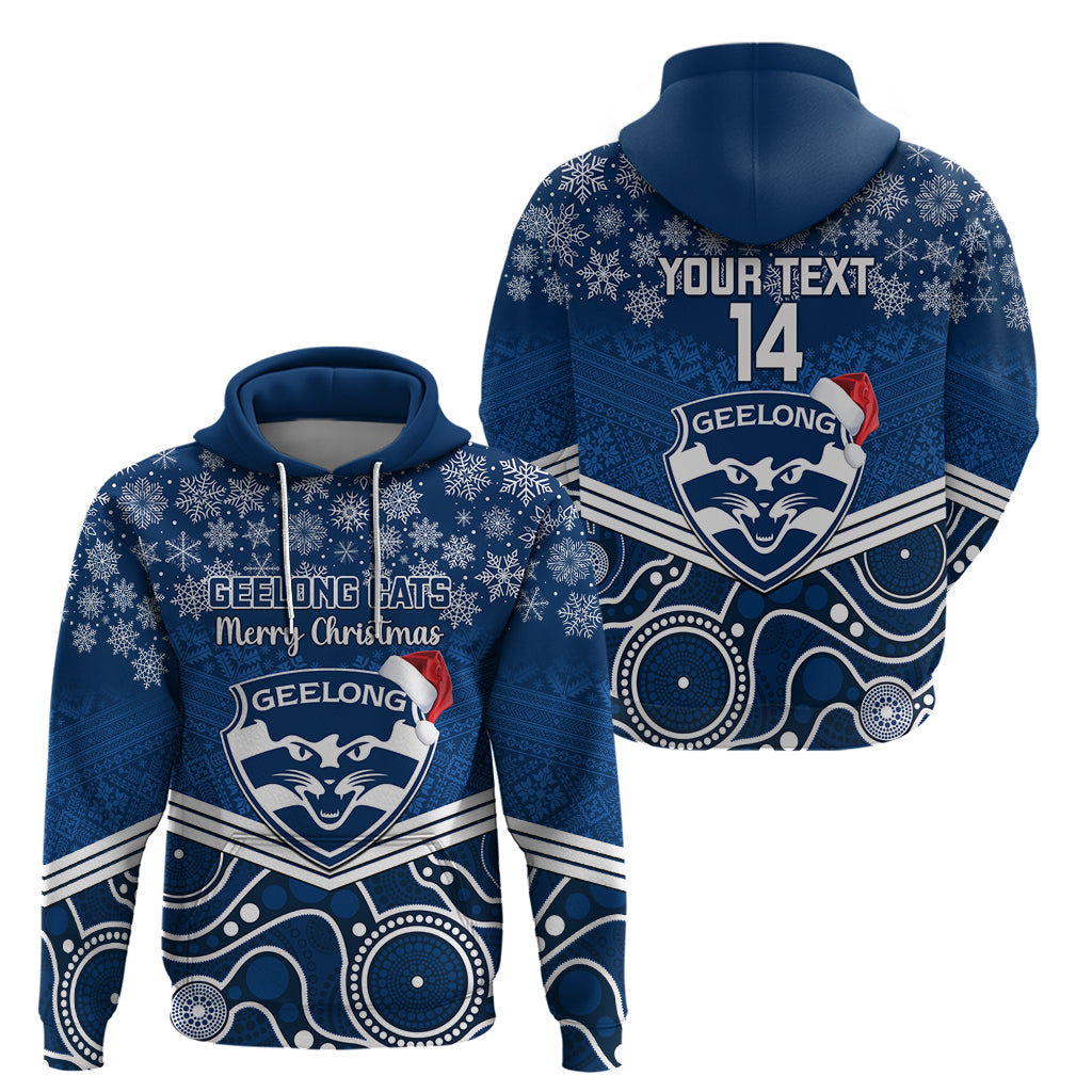 Custom Geelong Football Christmas Hoodie Merry Xmas 2023 Mix Aboriginal Art - Vibe Hoodie Shop