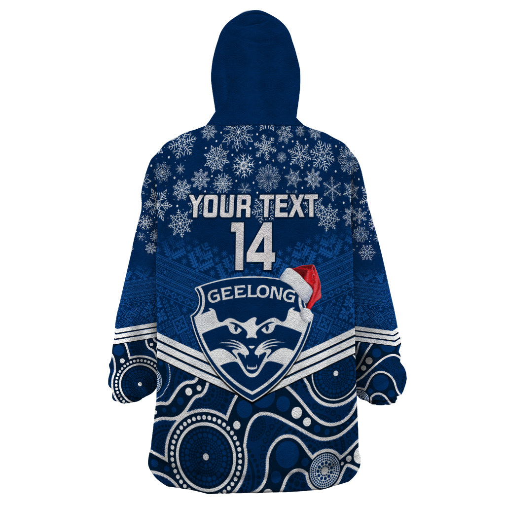 Custom Geelong Football Christmas Wearable Blanket Hoodie Merry Xmas 2023 Mix Aboriginal Art - Vibe Hoodie Shop