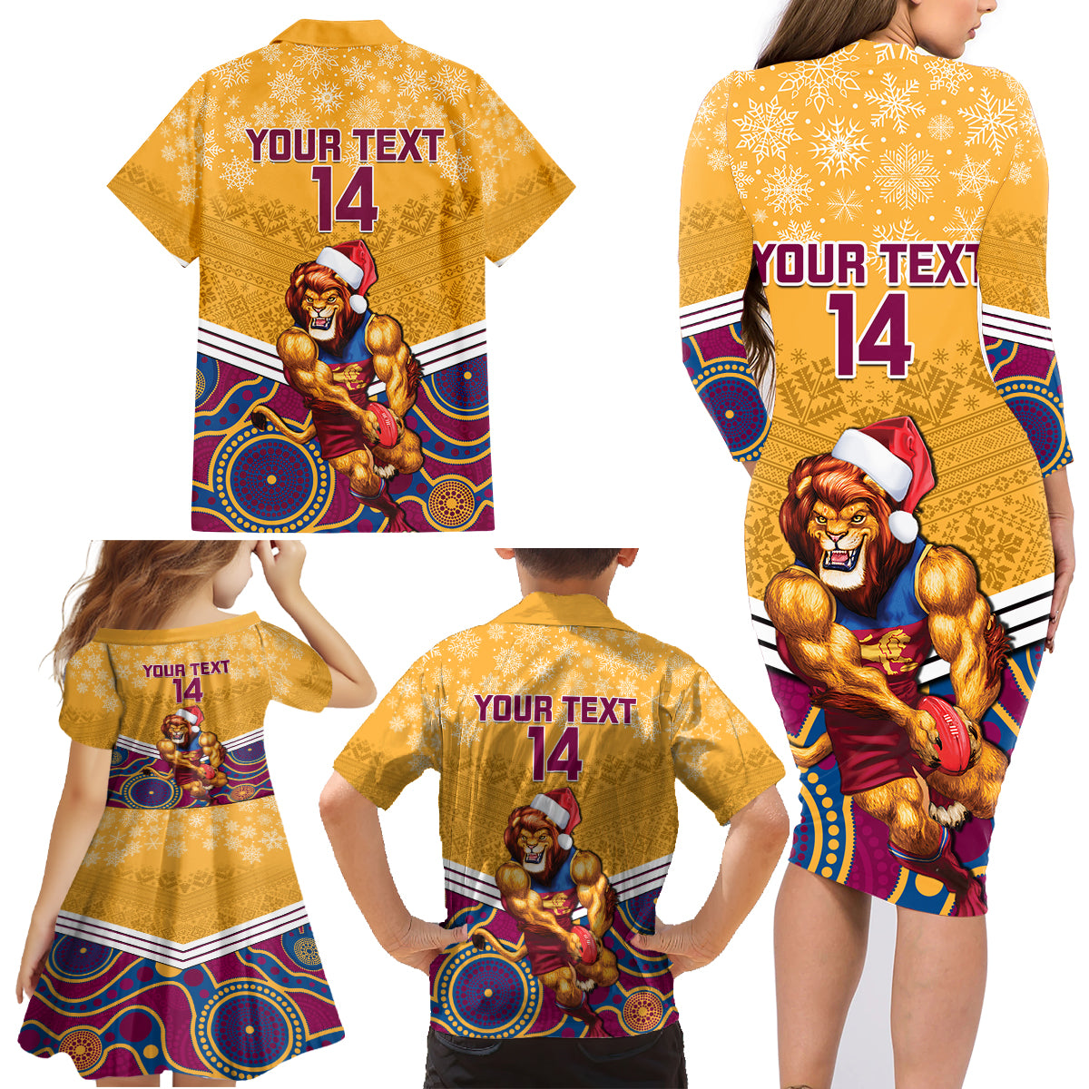 custom-brisbane-lions-football-christmas-family-matching-long-sleeve-bodycon-dress-and-hawaiian-shirt-merry-xmas-2023-mix-aboriginal-art