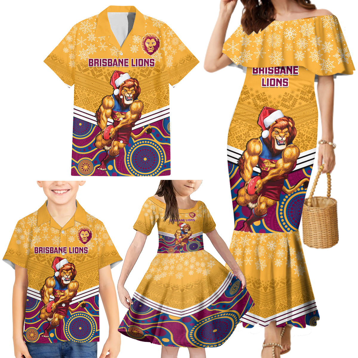 custom-brisbane-lions-football-christmas-family-matching-mermaid-dress-and-hawaiian-shirt-merry-xmas-2023-mix-aboriginal-art