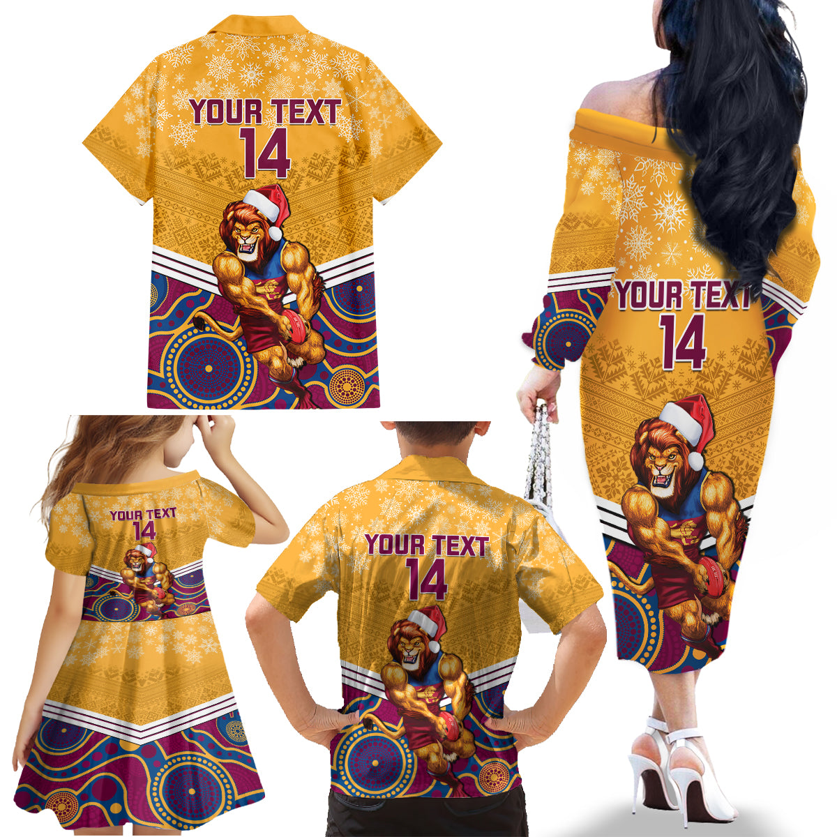 custom-brisbane-lions-football-christmas-family-matching-off-shoulder-long-sleeve-dress-and-hawaiian-shirt-merry-xmas-2023-mix-aboriginal-art