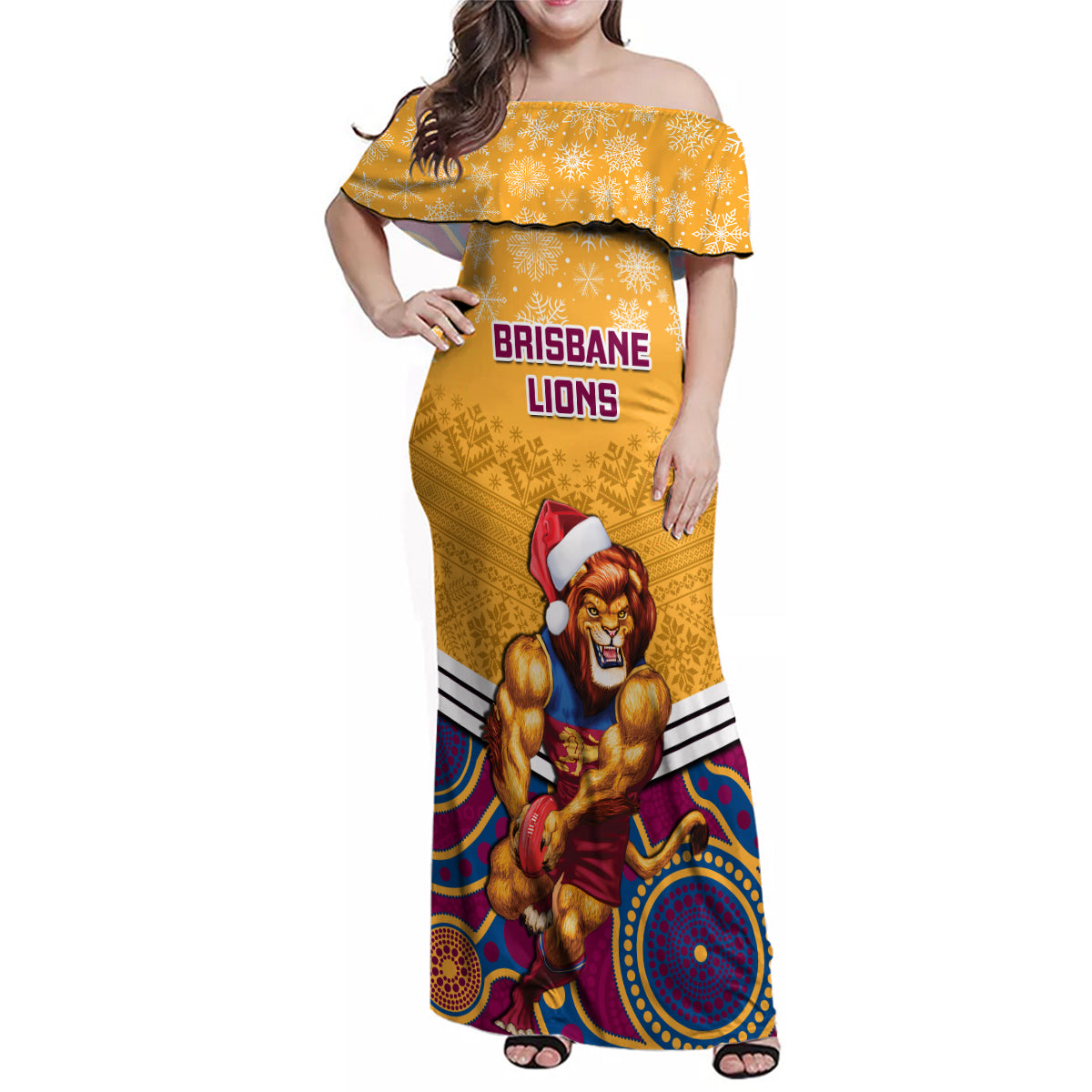 custom-brisbane-lions-football-christmas-family-matching-off-shoulder-maxi-dress-and-hawaiian-shirt-merry-xmas-2023-mix-aboriginal-art