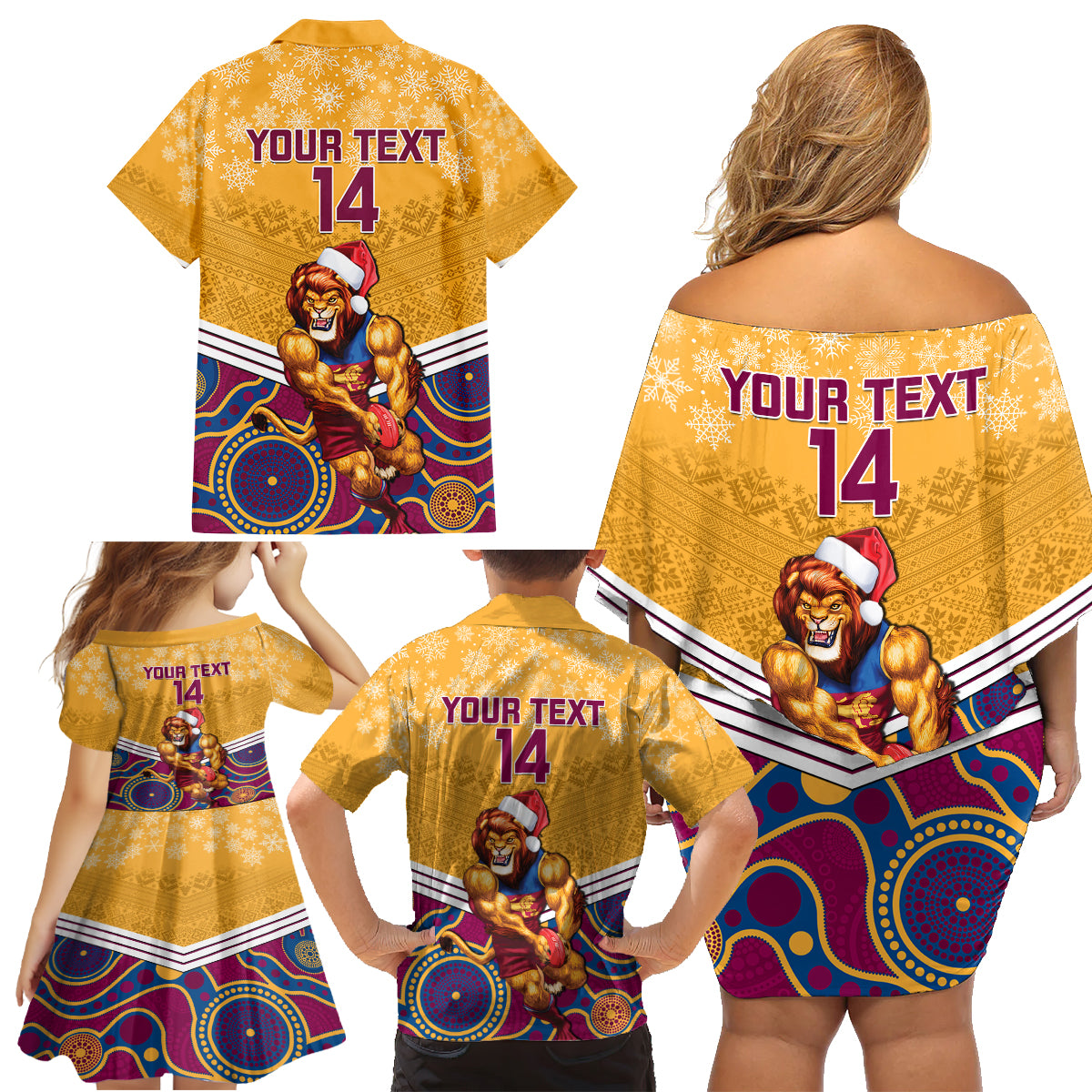 custom-brisbane-lions-football-christmas-family-matching-off-shoulder-short-dress-and-hawaiian-shirt-merry-xmas-2023-mix-aboriginal-art