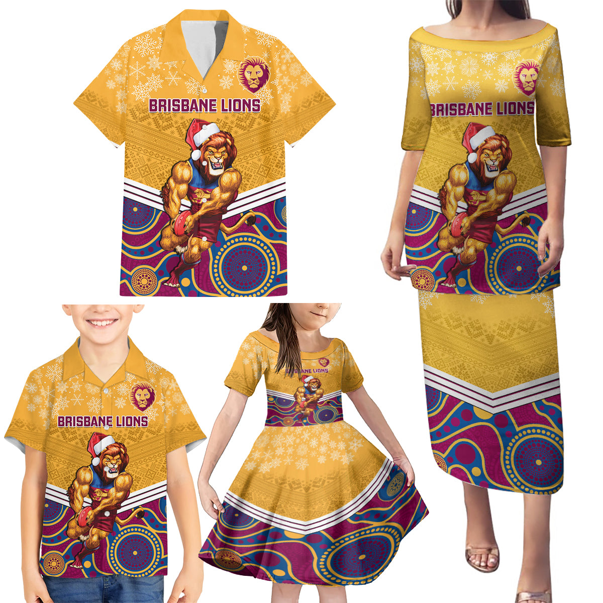 custom-brisbane-lions-football-christmas-family-matching-puletasi-dress-and-hawaiian-shirt-merry-xmas-2023-mix-aboriginal-art