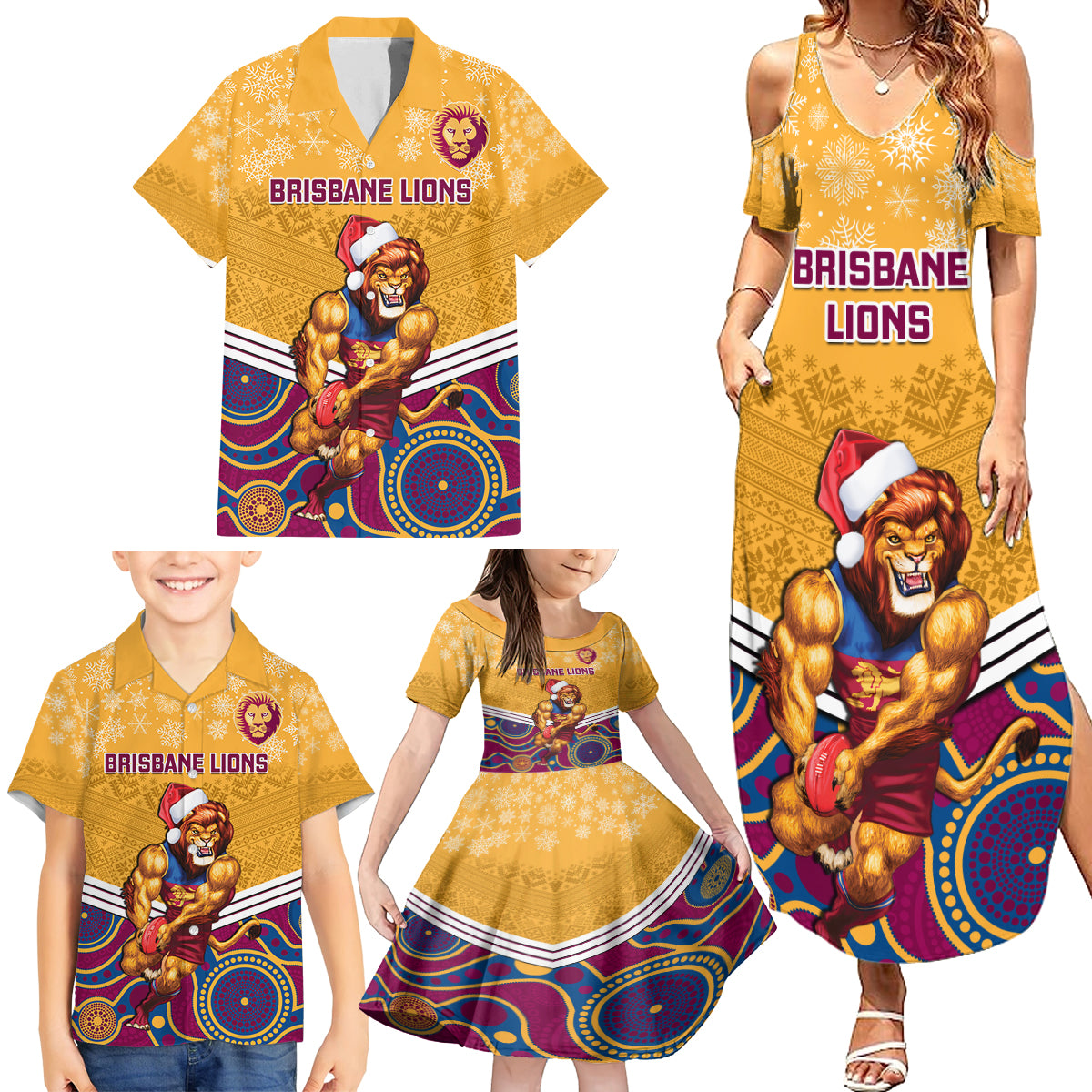 custom-brisbane-lions-football-christmas-family-matching-summer-maxi-dress-and-hawaiian-shirt-merry-xmas-2023-mix-aboriginal-art