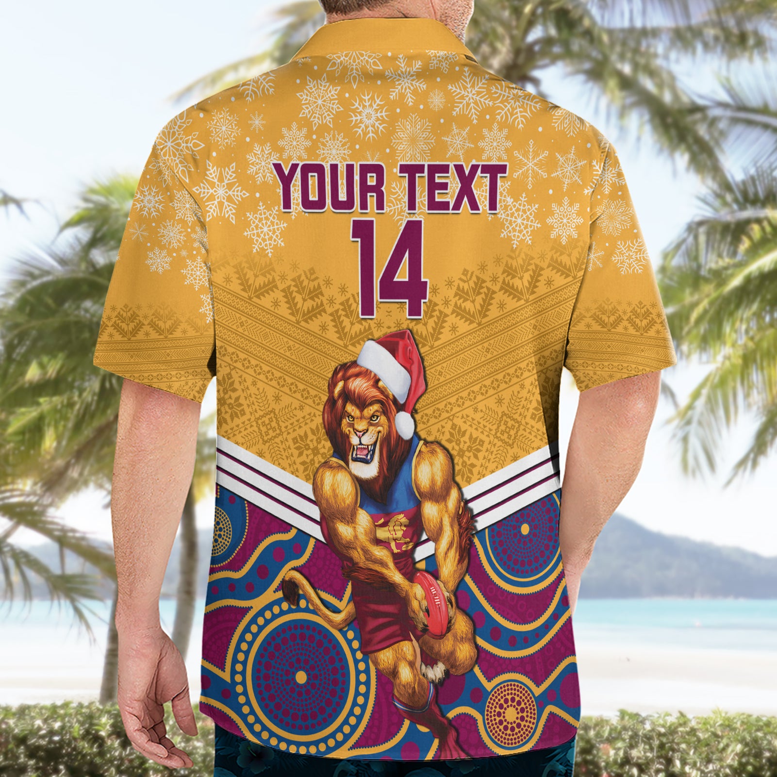 Custom Brisbane Lions Football Christmas Hawaiian Shirt Merry Xmas 2023 Mix Aboriginal Art - Vibe Hoodie Shop