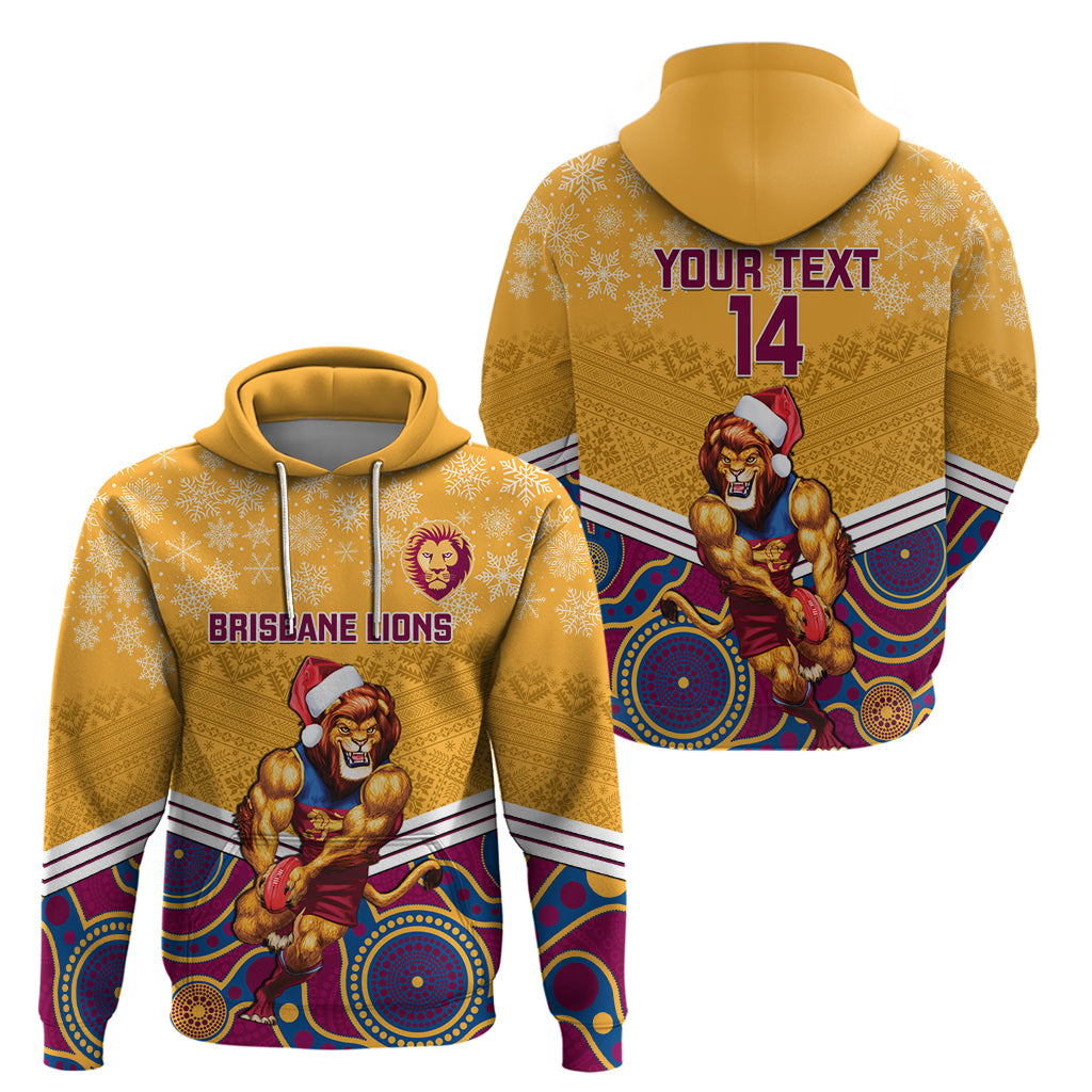Custom Brisbane Lions Football Christmas Hoodie Merry Xmas 2023 Mix Aboriginal Art - Vibe Hoodie Shop