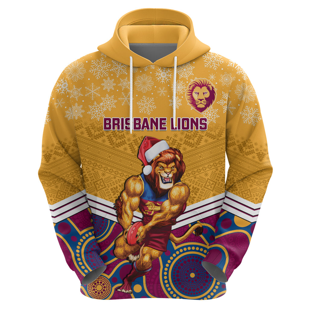 Custom Brisbane Lions Football Christmas Hoodie Merry Xmas 2023 Mix Aboriginal Art - Vibe Hoodie Shop
