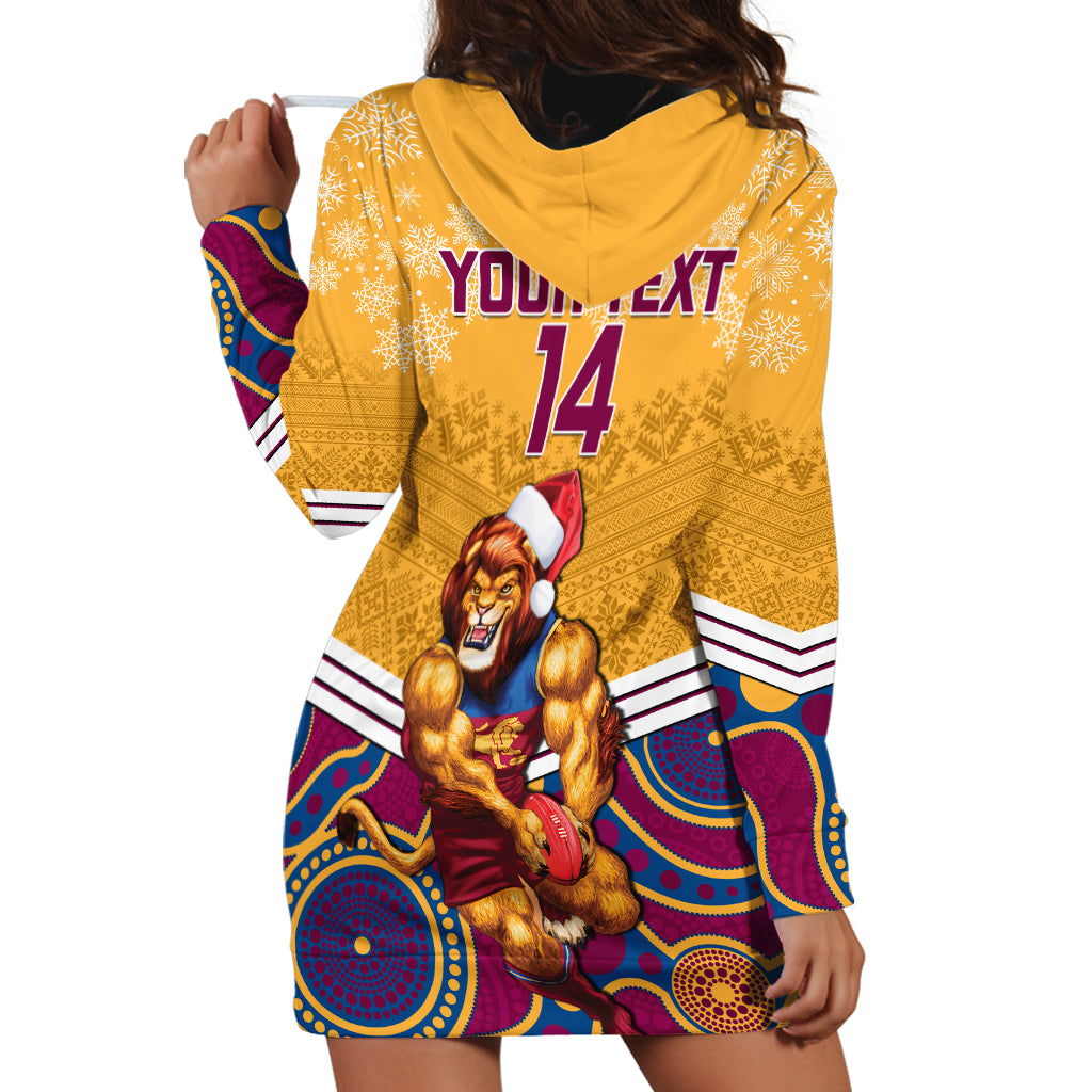 Custom Brisbane Lions Football Christmas Hoodie Dress Merry Xmas 2023 Mix Aboriginal Art - Vibe Hoodie Shop