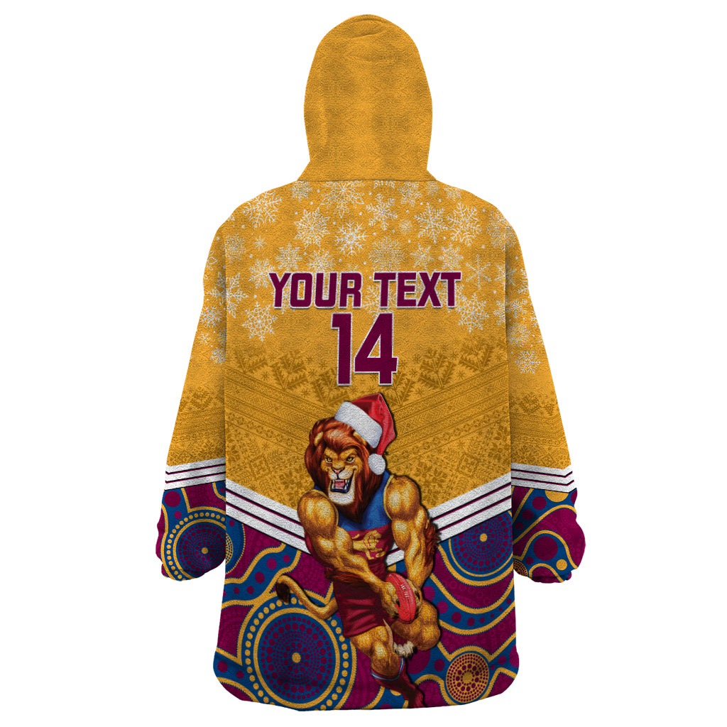 Custom Brisbane Lions Football Christmas Wearable Blanket Hoodie Merry Xmas 2023 Mix Aboriginal Art - Vibe Hoodie Shop