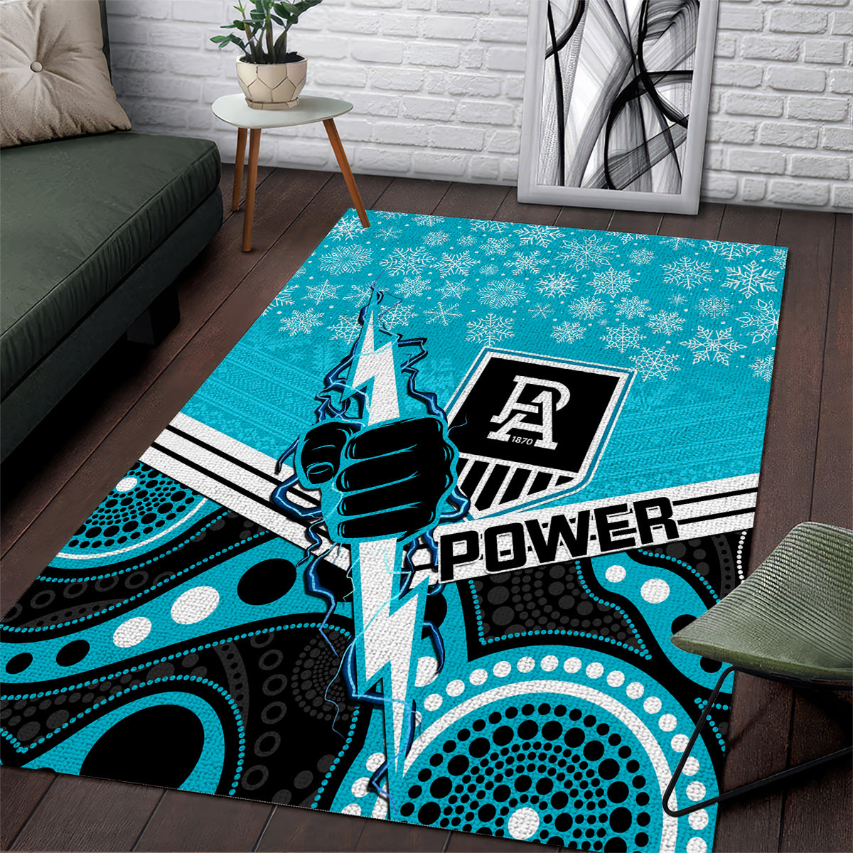 Port Adelaide Football Christmas Area Rug Merry Xmas 2023 Mix Aboriginal Art - Vibe Hoodie Shop