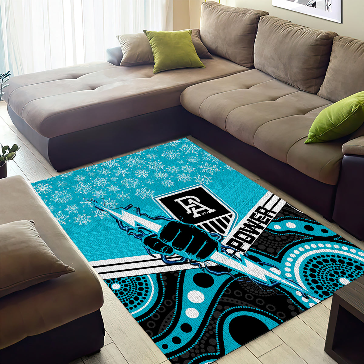 Port Adelaide Football Christmas Area Rug Merry Xmas 2023 Mix Aboriginal Art - Vibe Hoodie Shop