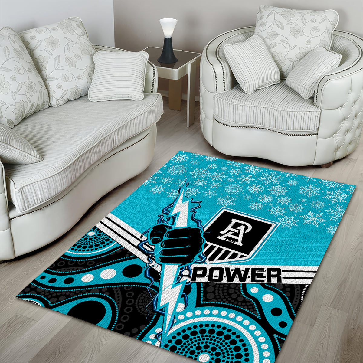 Port Adelaide Football Christmas Area Rug Merry Xmas 2023 Mix Aboriginal Art - Vibe Hoodie Shop