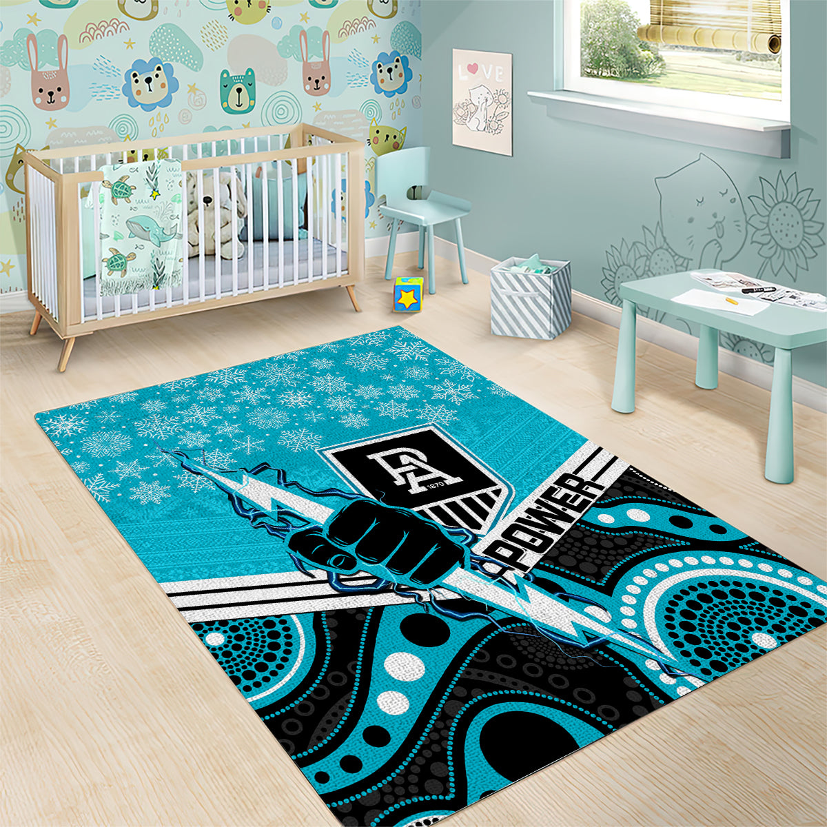 Port Adelaide Football Christmas Area Rug Merry Xmas 2023 Mix Aboriginal Art - Vibe Hoodie Shop