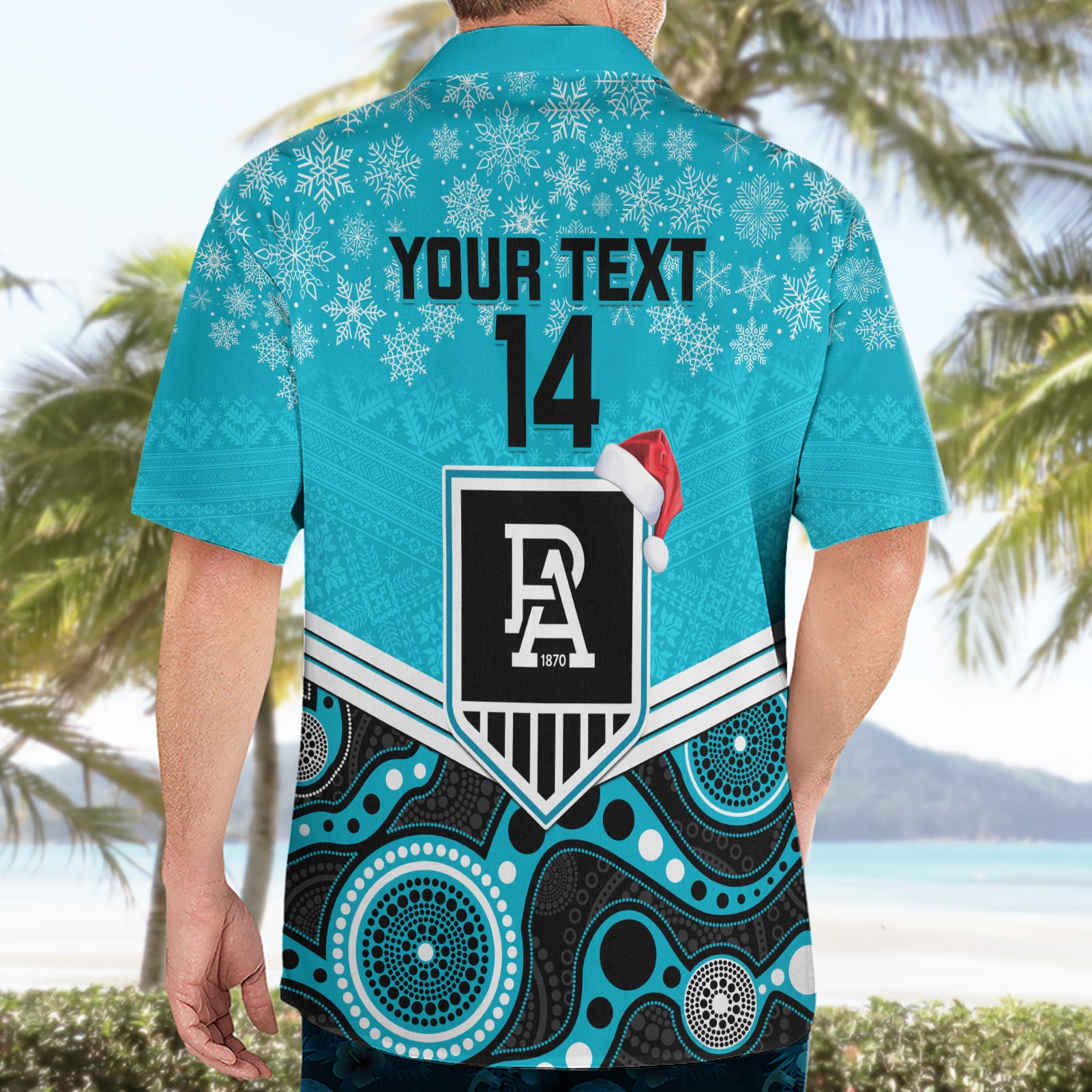 Custom Port Adelaide Football Christmas Hawaiian Shirt Merry Xmas 2023 Mix Aboriginal Art - Vibe Hoodie Shop