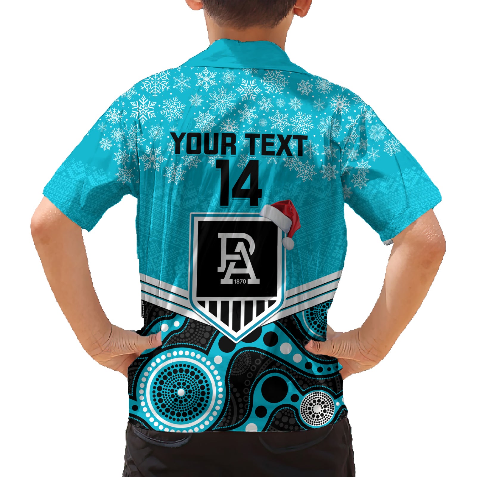 Custom Port Adelaide Football Christmas Hawaiian Shirt Merry Xmas 2023 Mix Aboriginal Art - Vibe Hoodie Shop