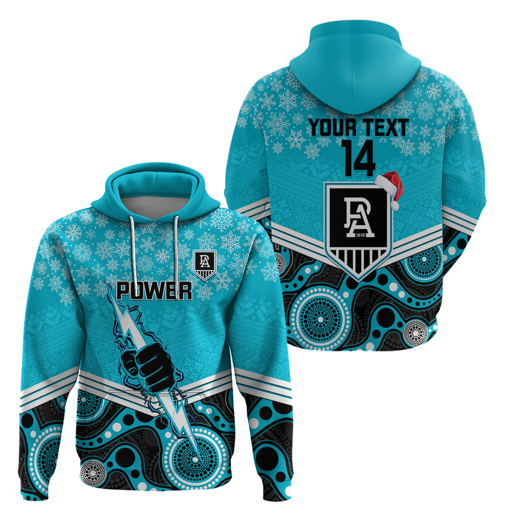 Custom Port Adelaide Football Christmas Hoodie Merry Xmas 2023 Mix Aboriginal Art - Vibe Hoodie Shop