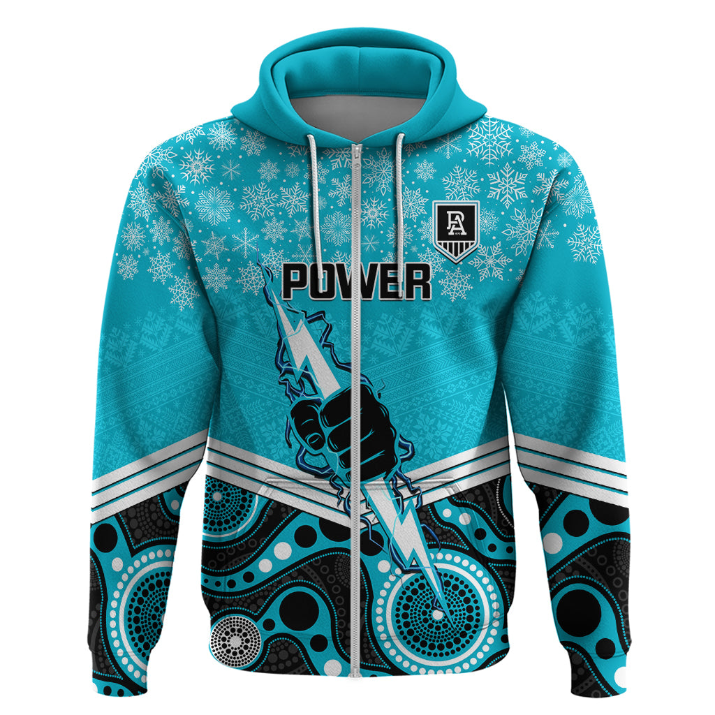 Custom Port Adelaide Football Christmas Hoodie Merry Xmas 2023 Mix Aboriginal Art - Vibe Hoodie Shop