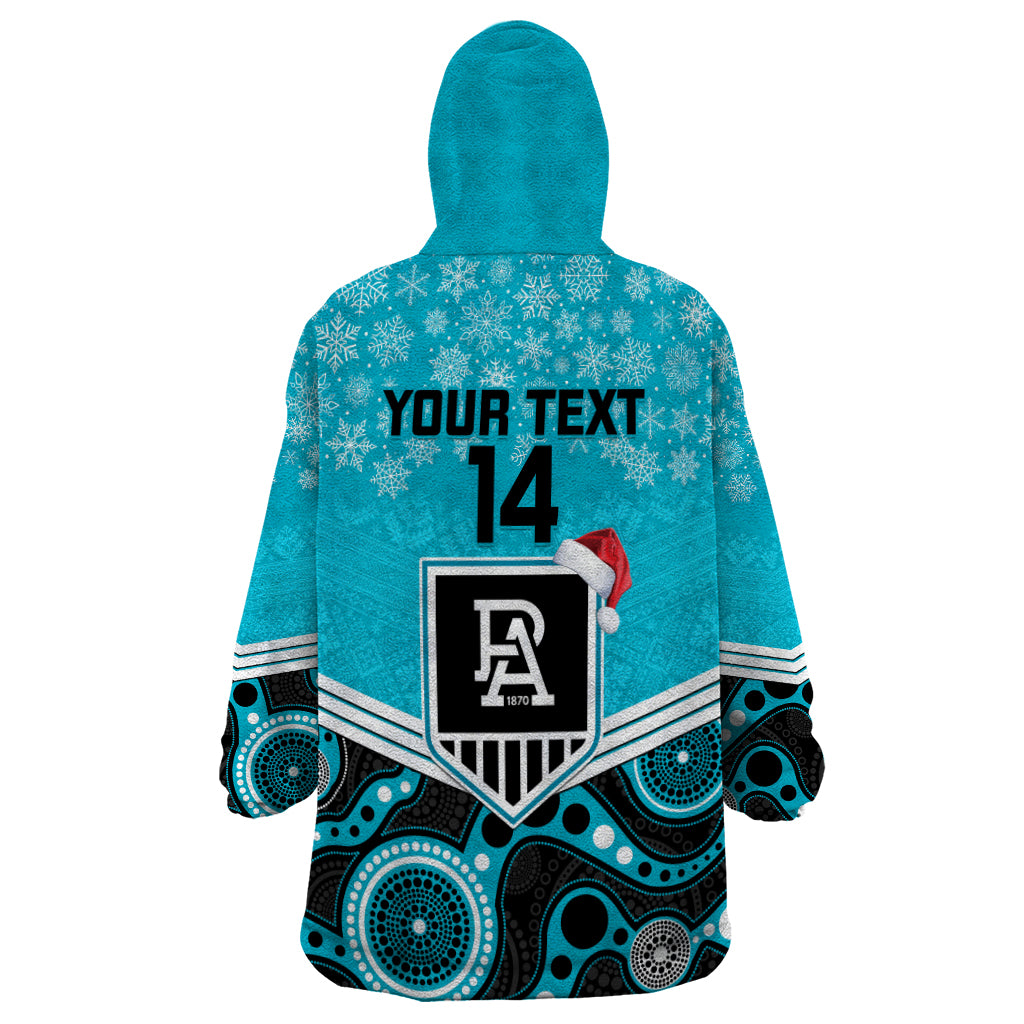 Custom Port Adelaide Football Christmas Wearable Blanket Hoodie Merry Xmas 2023 Mix Aboriginal Art - Vibe Hoodie Shop