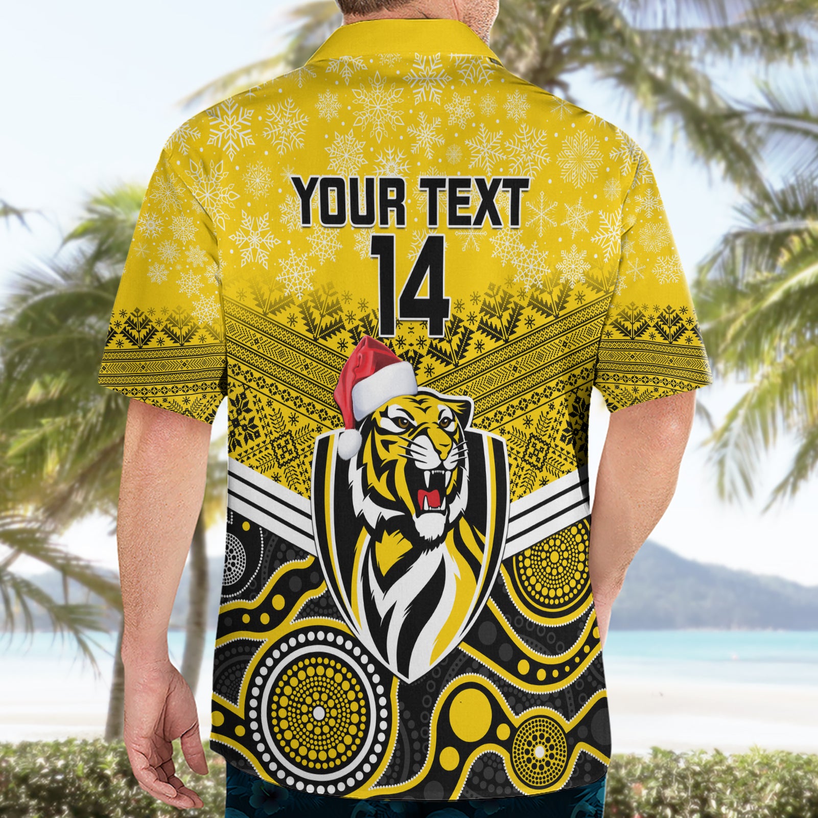 Custom Richmond Football Christmas Hawaiian Shirt Merry Xmas 2023 Mix Aboriginal Art - Vibe Hoodie Shop