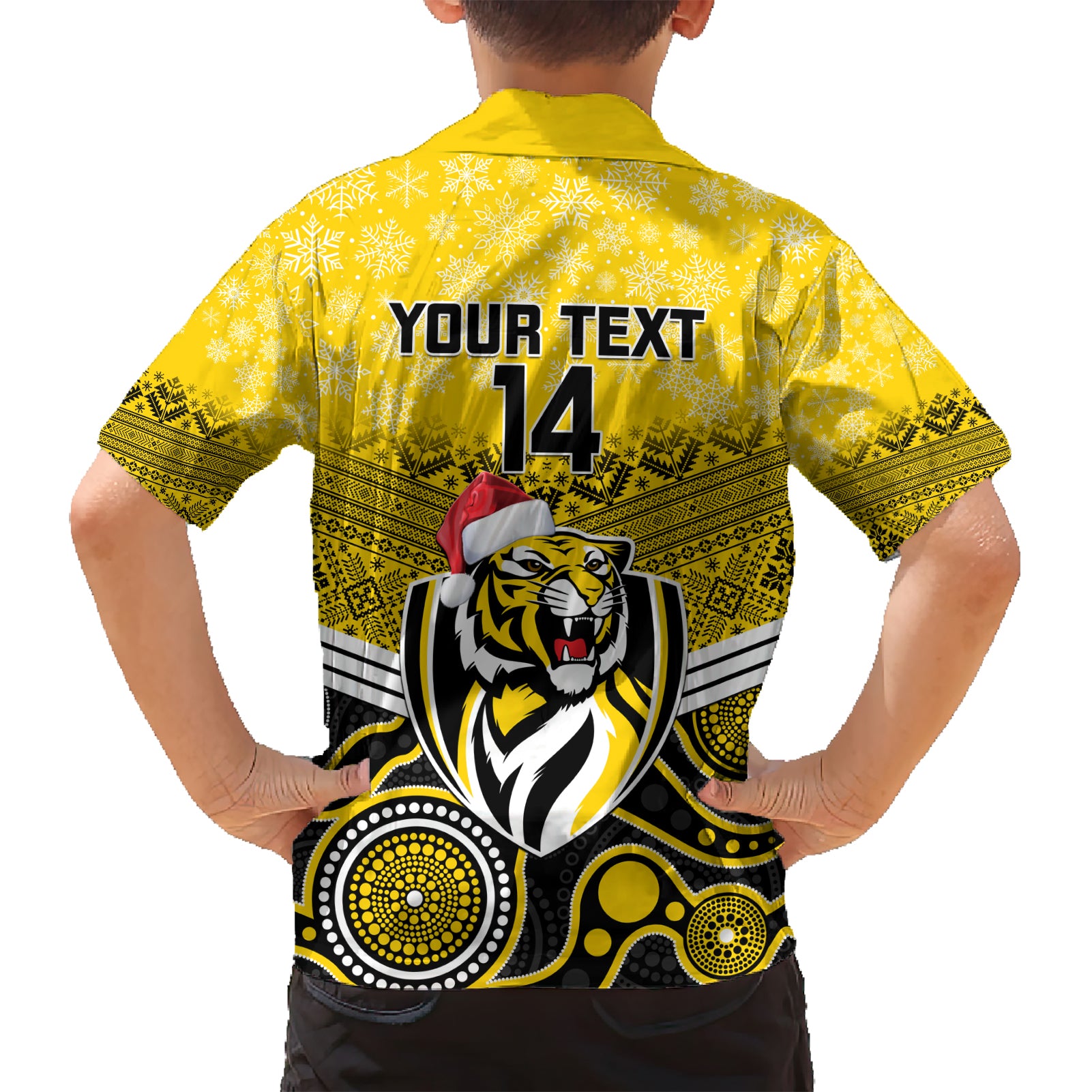 Custom Richmond Football Christmas Hawaiian Shirt Merry Xmas 2023 Mix Aboriginal Art - Vibe Hoodie Shop