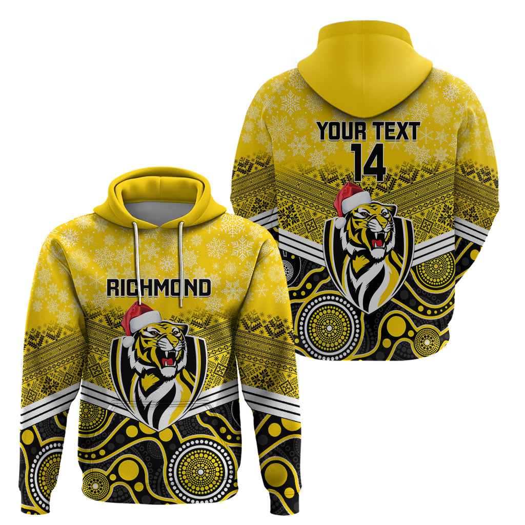 Custom Richmond Football Christmas Hoodie Merry Xmas 2023 Mix Aboriginal Art - Vibe Hoodie Shop