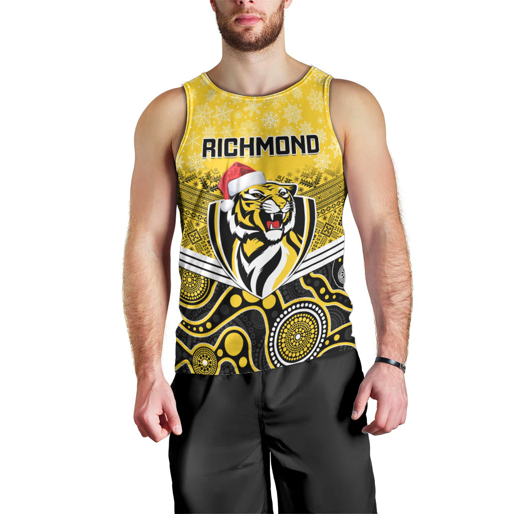 Custom Richmond Football Christmas Men Tank Top Merry Xmas 2023 Mix Aboriginal Art - Vibe Hoodie Shop