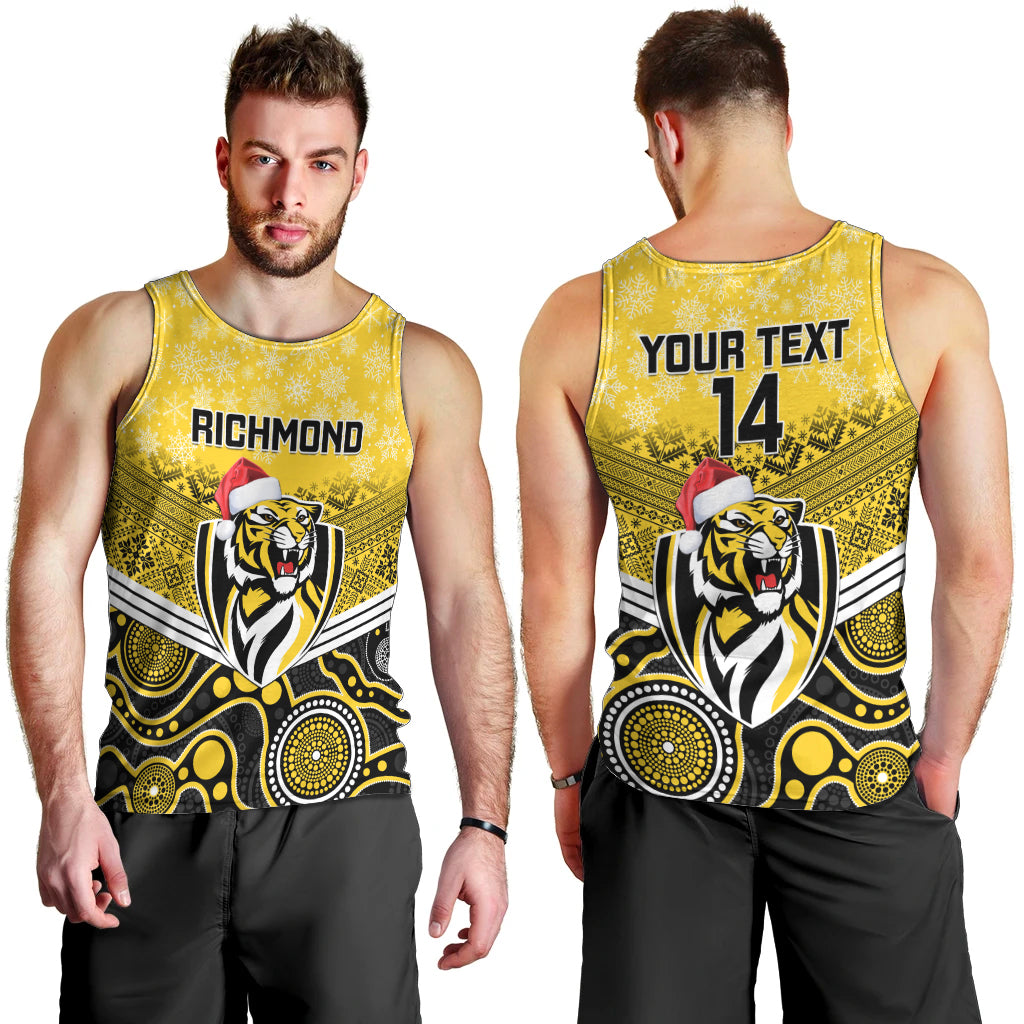 Custom Richmond Football Christmas Men Tank Top Merry Xmas 2023 Mix Aboriginal Art - Vibe Hoodie Shop