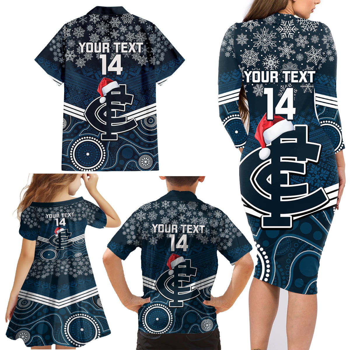 custom-blues-football-christmas-family-matching-long-sleeve-bodycon-dress-and-hawaiian-shirt-merry-xmas-2023-mix-aboriginal-art