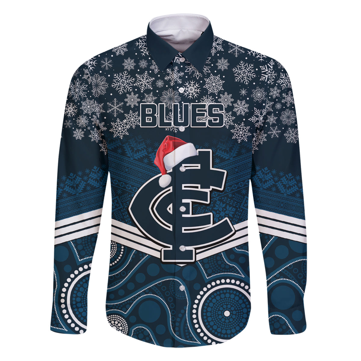 custom-blues-football-christmas-family-matching-long-sleeve-bodycon-dress-and-hawaiian-shirt-merry-xmas-2023-mix-aboriginal-art