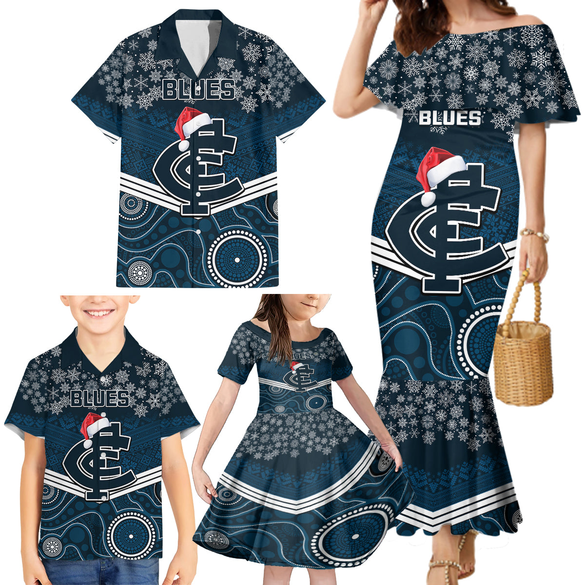 custom-blues-football-christmas-family-matching-mermaid-dress-and-hawaiian-shirt-merry-xmas-2023-mix-aboriginal-art