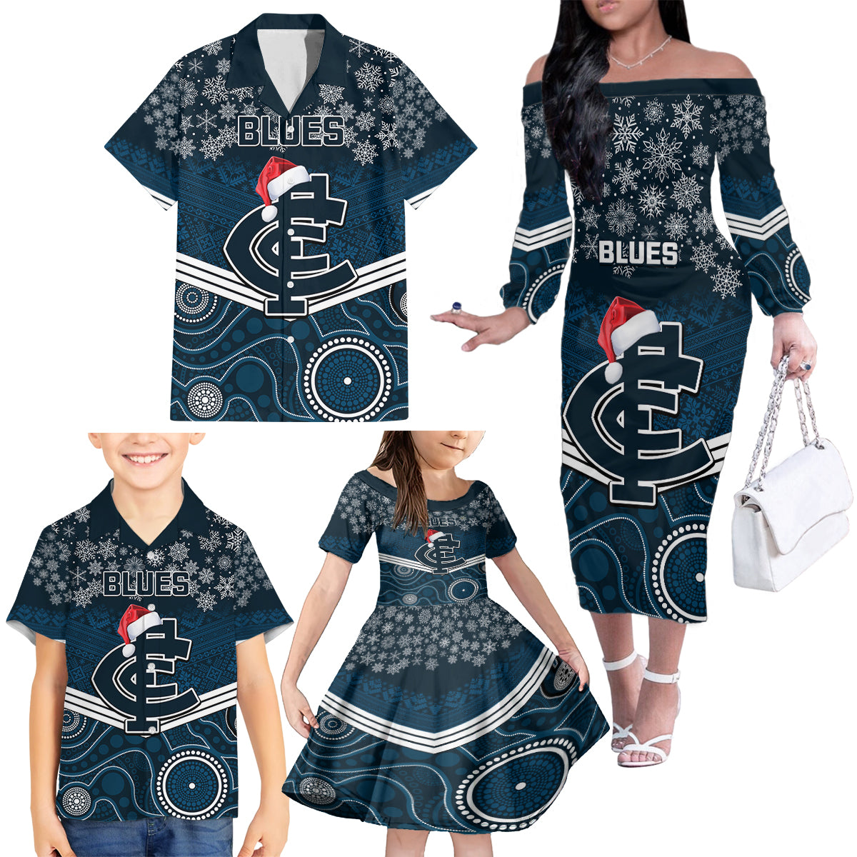 custom-blues-football-christmas-family-matching-off-shoulder-long-sleeve-dress-and-hawaiian-shirt-merry-xmas-2023-mix-aboriginal-art