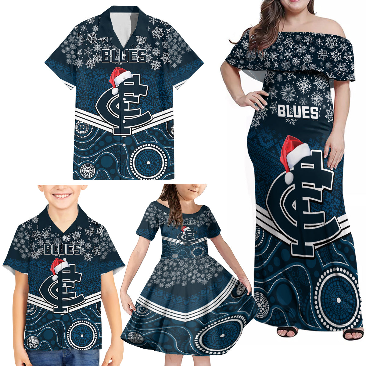 custom-blues-football-christmas-family-matching-off-shoulder-maxi-dress-and-hawaiian-shirt-merry-xmas-2023-mix-aboriginal-art