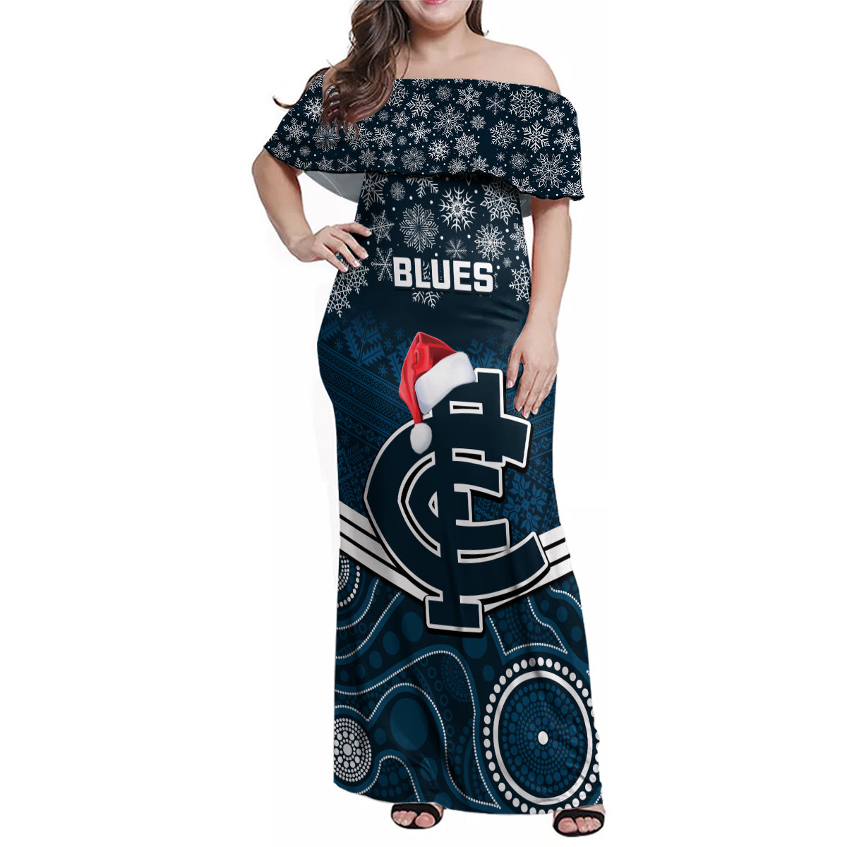 custom-blues-football-christmas-family-matching-off-shoulder-maxi-dress-and-hawaiian-shirt-merry-xmas-2023-mix-aboriginal-art