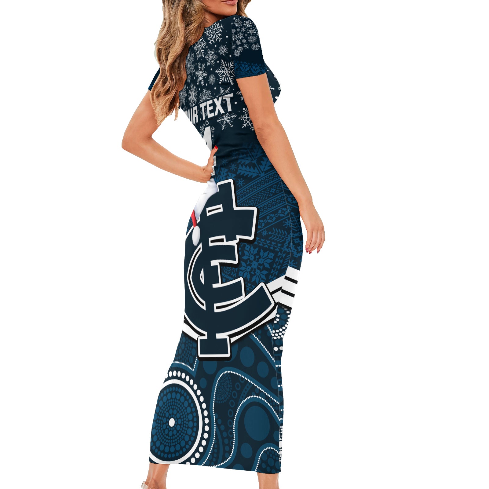 custom-blues-football-christmas-family-matching-short-sleeve-bodycon-dress-and-hawaiian-shirt-merry-xmas-2023-mix-aboriginal-art