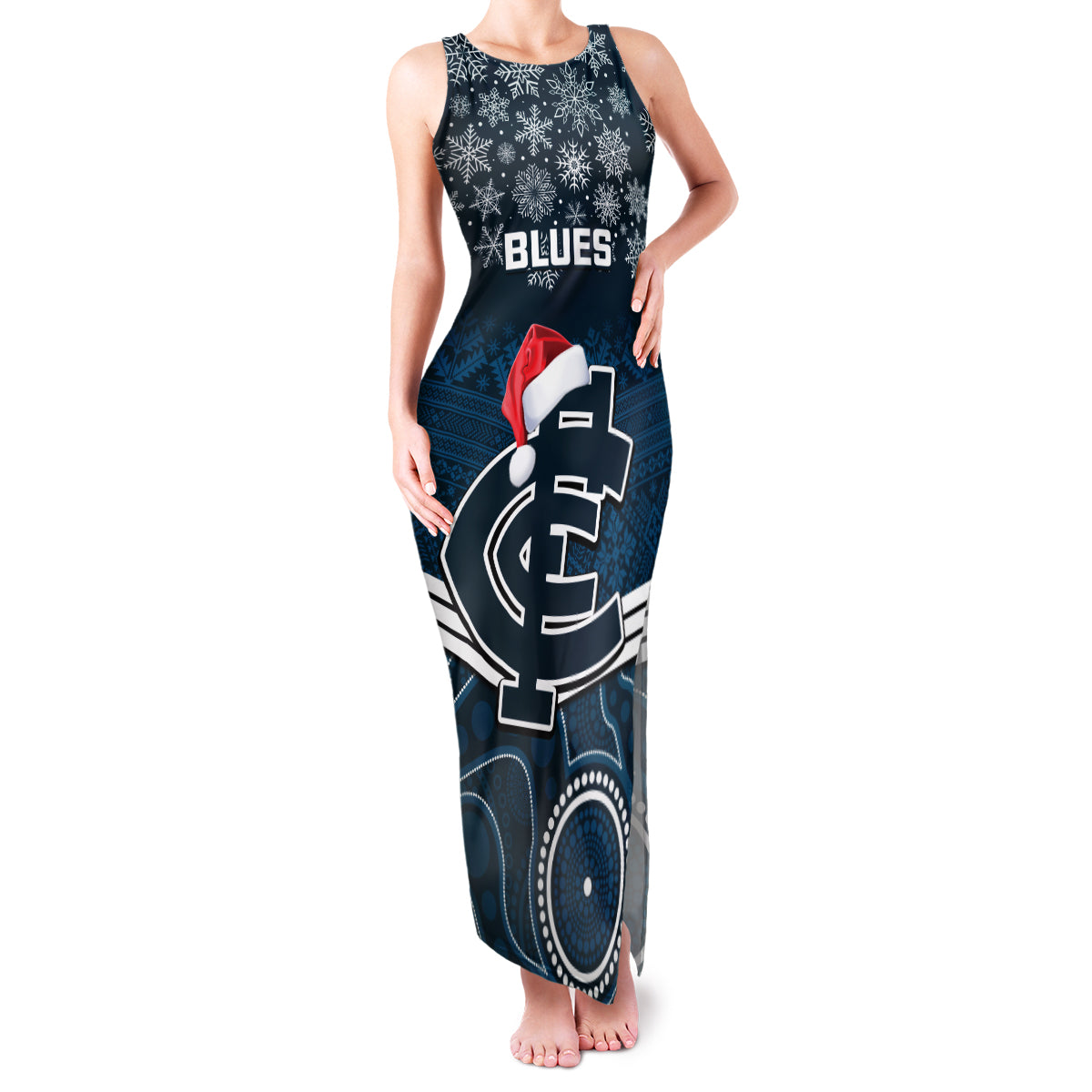 custom-blues-football-christmas-family-matching-tank-maxi-dress-and-hawaiian-shirt-merry-xmas-2023-mix-aboriginal-art