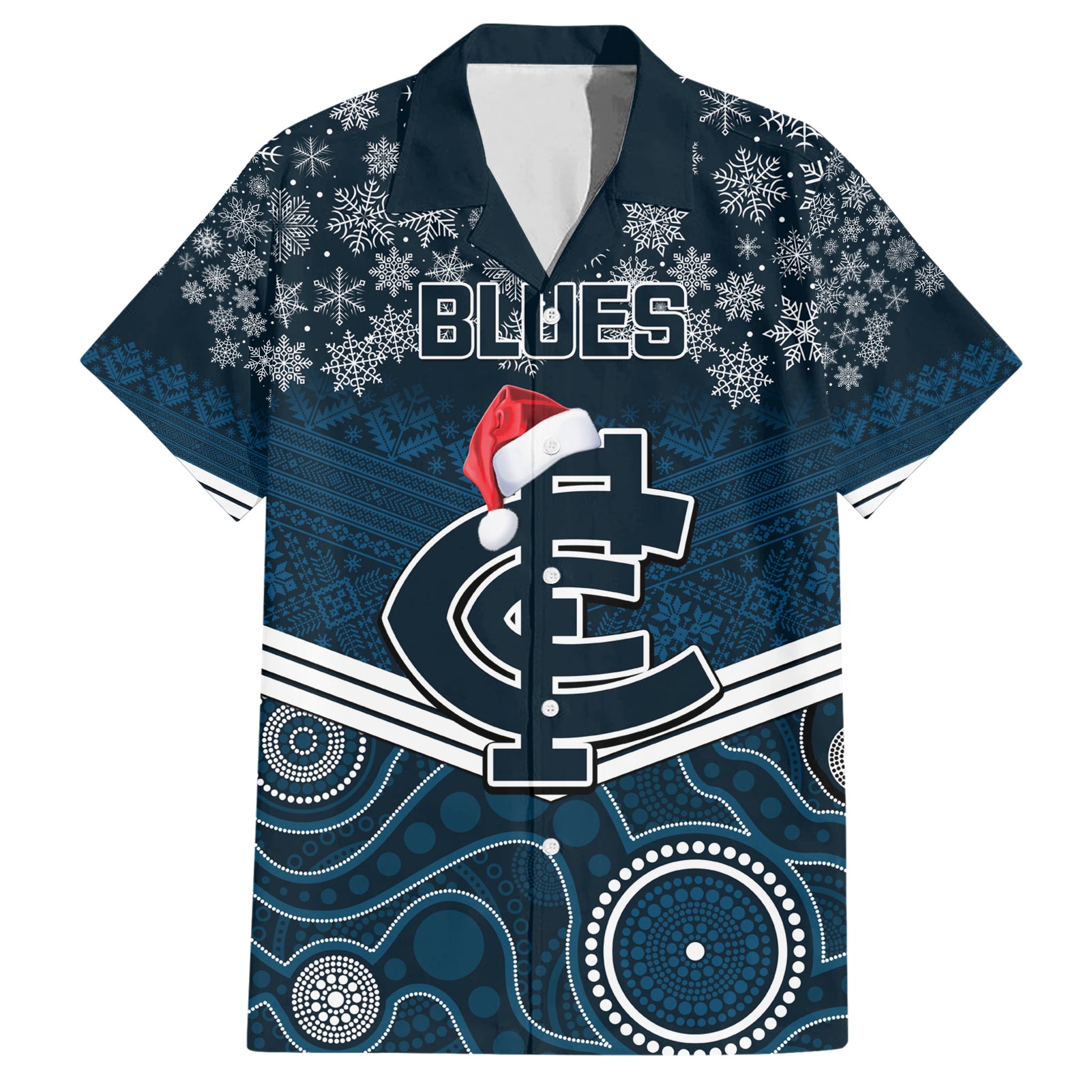 Custom Blues Football Christmas Hawaiian Shirt Merry Xmas 2023 Mix Aboriginal Art - Vibe Hoodie Shop