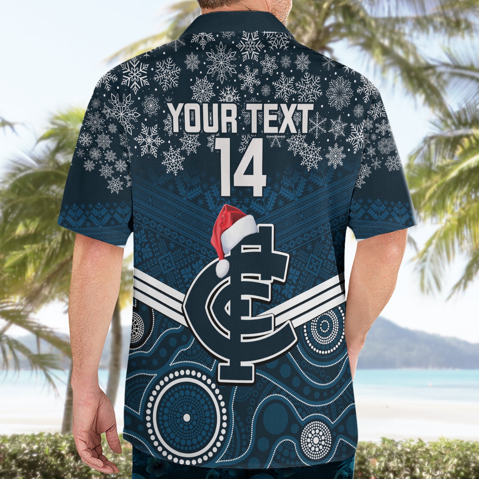 Custom Blues Football Christmas Hawaiian Shirt Merry Xmas 2023 Mix Aboriginal Art - Vibe Hoodie Shop
