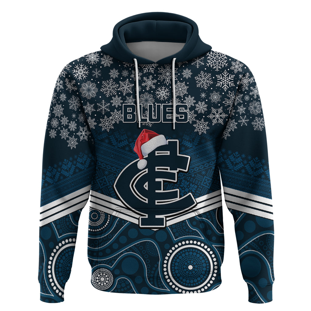 Custom Blues Football Christmas Hoodie Merry Xmas 2023 Mix Aboriginal Art - Vibe Hoodie Shop