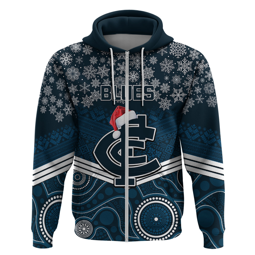 Custom Blues Football Christmas Hoodie Merry Xmas 2023 Mix Aboriginal Art - Vibe Hoodie Shop