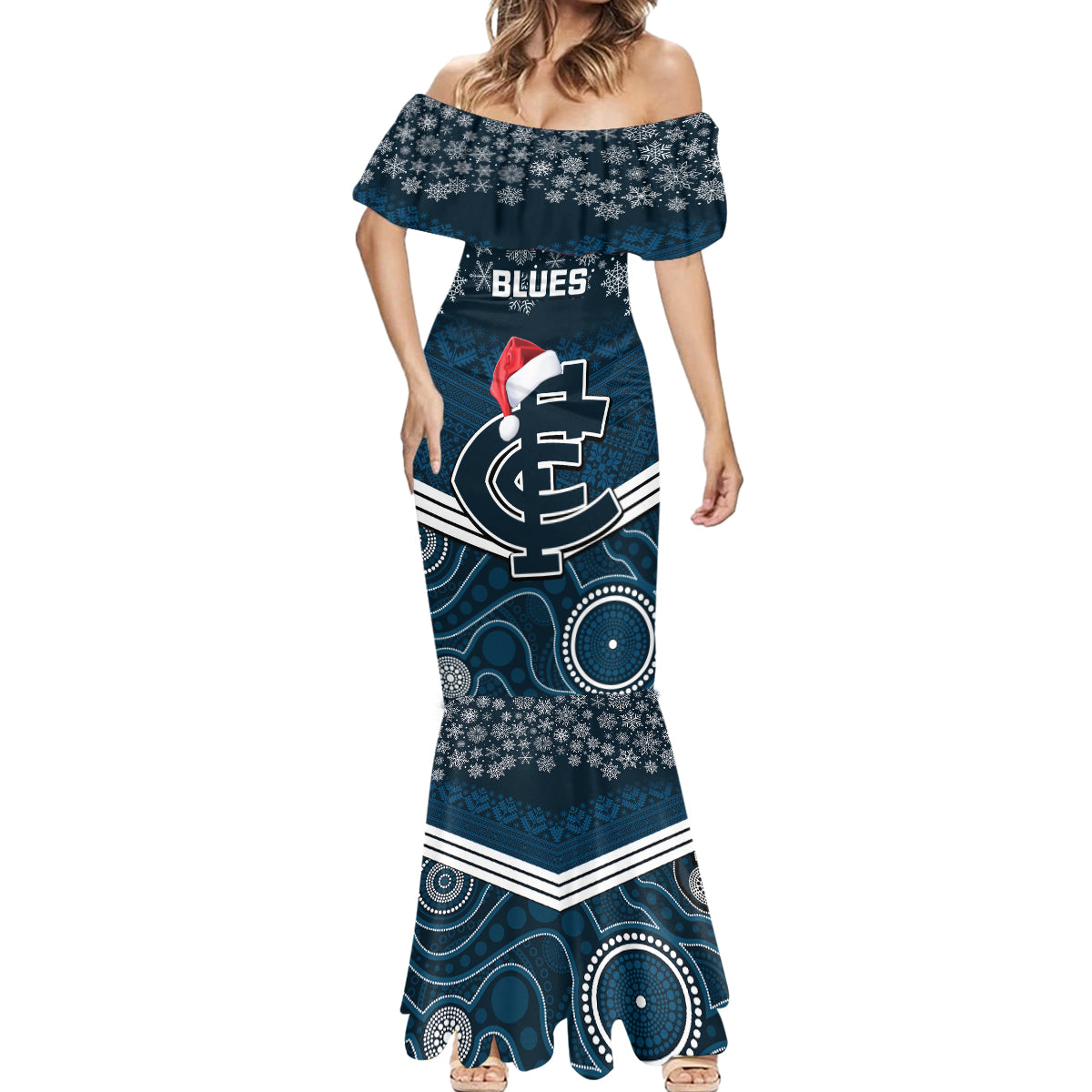 custom-blues-football-christmas-mermaid-dress-merry-xmas-2023-mix-aboriginal-art