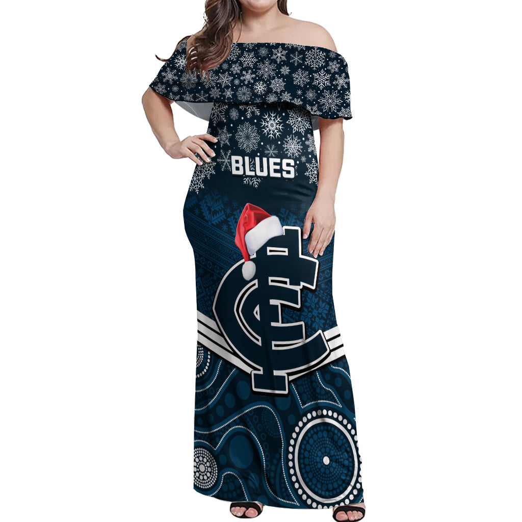 custom-blues-football-christmas-off-shoulder-maxi-dress-merry-xmas-2023-mix-aboriginal-art