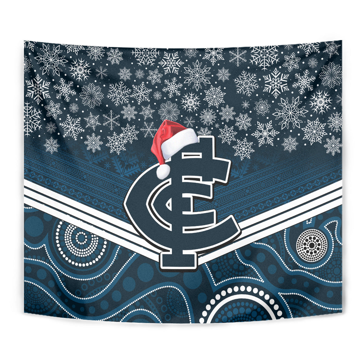 Custom Blues Football Christmas Tapestry Merry Xmas 2023 Mix Aboriginal Art - Vibe Hoodie Shop