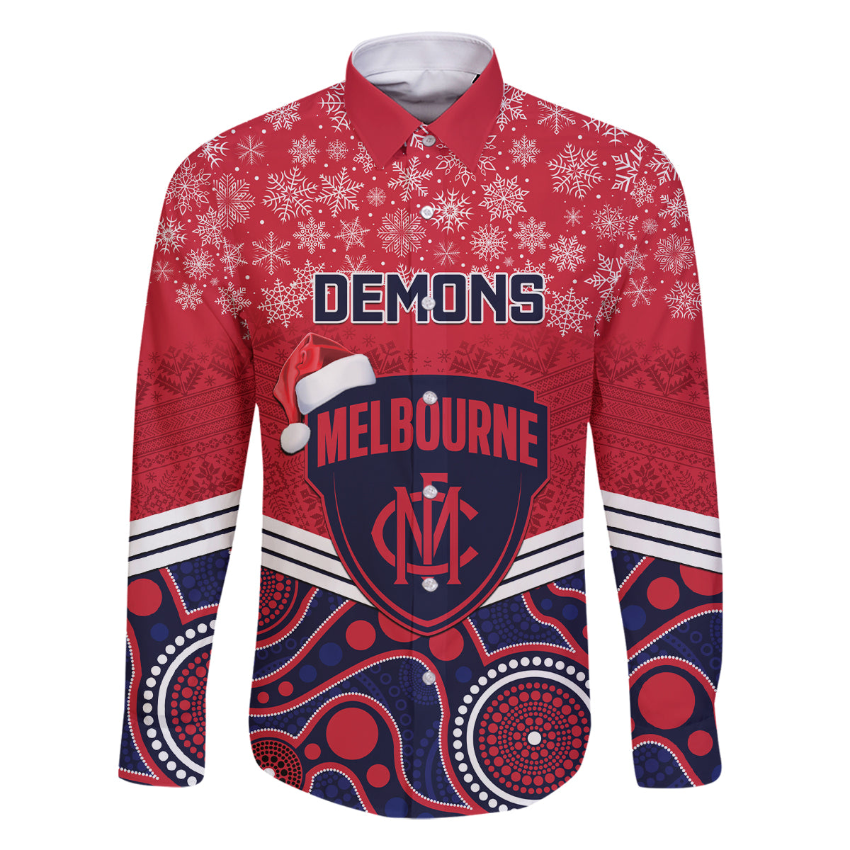 custom-melbourne-football-christmas-family-matching-long-sleeve-bodycon-dress-and-hawaiian-shirt-merry-xmas-2023-mix-aboriginal-art