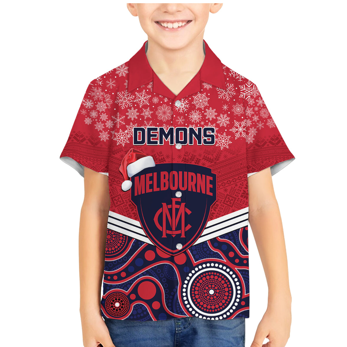 custom-melbourne-football-christmas-family-matching-mermaid-dress-and-hawaiian-shirt-merry-xmas-2023-mix-aboriginal-art