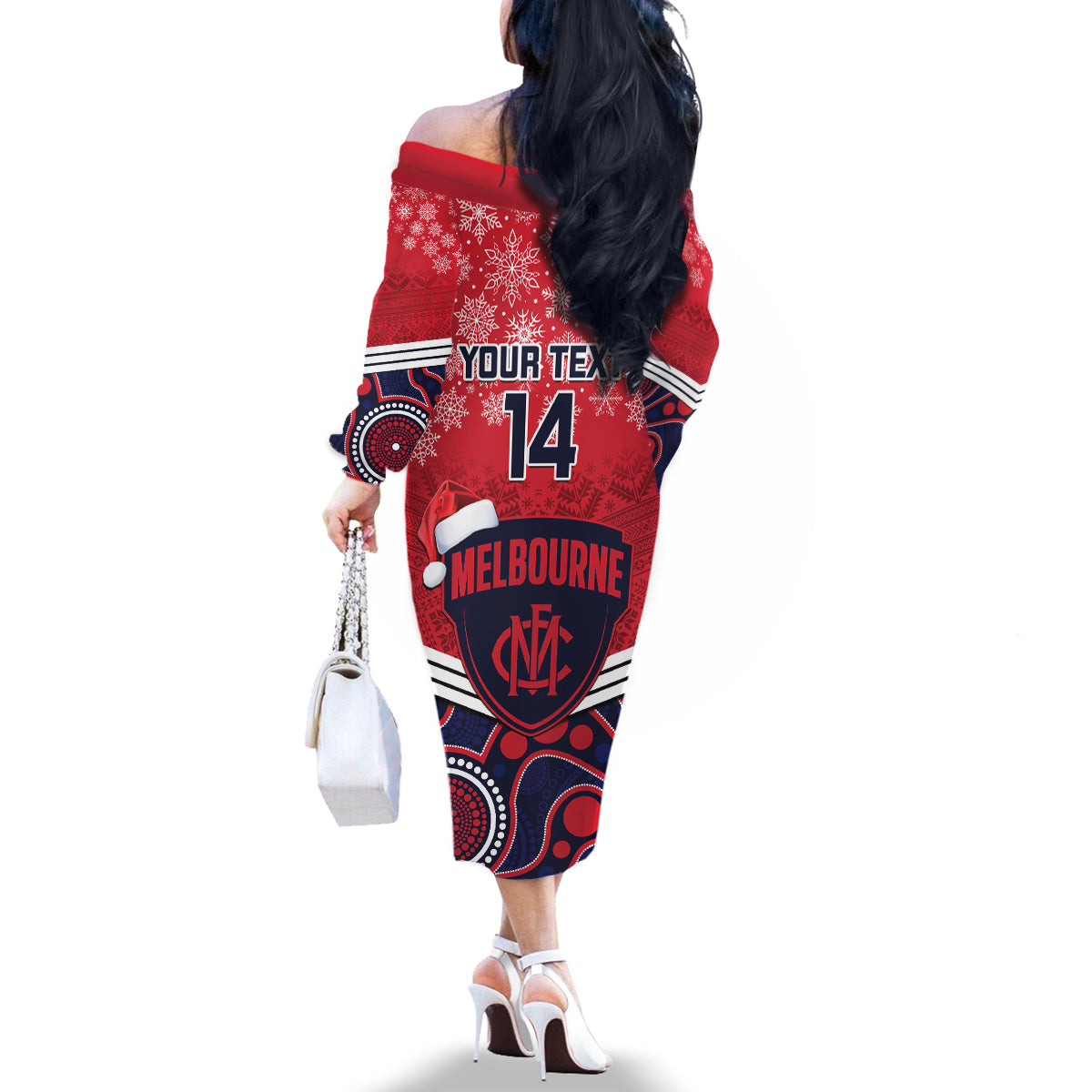 custom-melbourne-football-christmas-family-matching-off-shoulder-long-sleeve-dress-and-hawaiian-shirt-merry-xmas-2023-mix-aboriginal-art